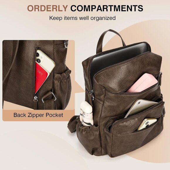 Fashionable Soft Leather Backpack for Women - Water-Resistant Daypack for Travel